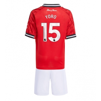 Manchester United Leny Yoro #15 Maglia Gara Casa Repliche 2025-26 Bambino Maniche Corte